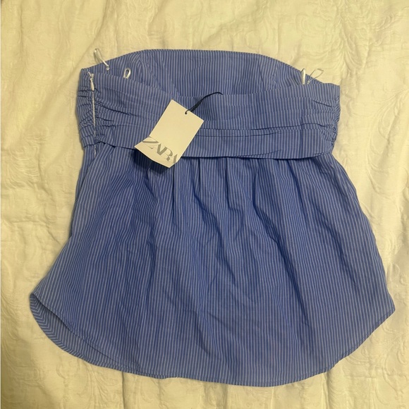 Zara Blue Striped Blouse - Picture 8 of 8